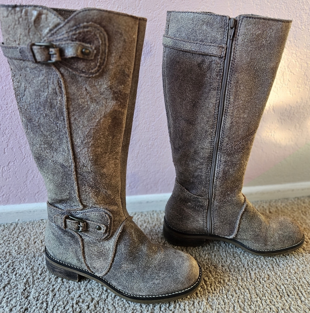 Schuler & Sons Philadelphia leather crackle disressed Boot SZ 6.5 Anthropologie